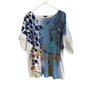 Vintage 14th Place California Womens Short Sleeve Shirt Leopard Rhinestone Sz L